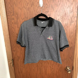 Vintage Embroidered Cropped Polo